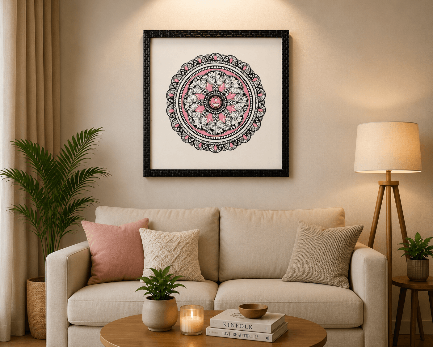 Black & Pink Mandala Art